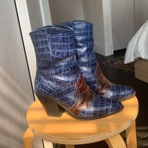 Blue Croc Cowboy Boots
